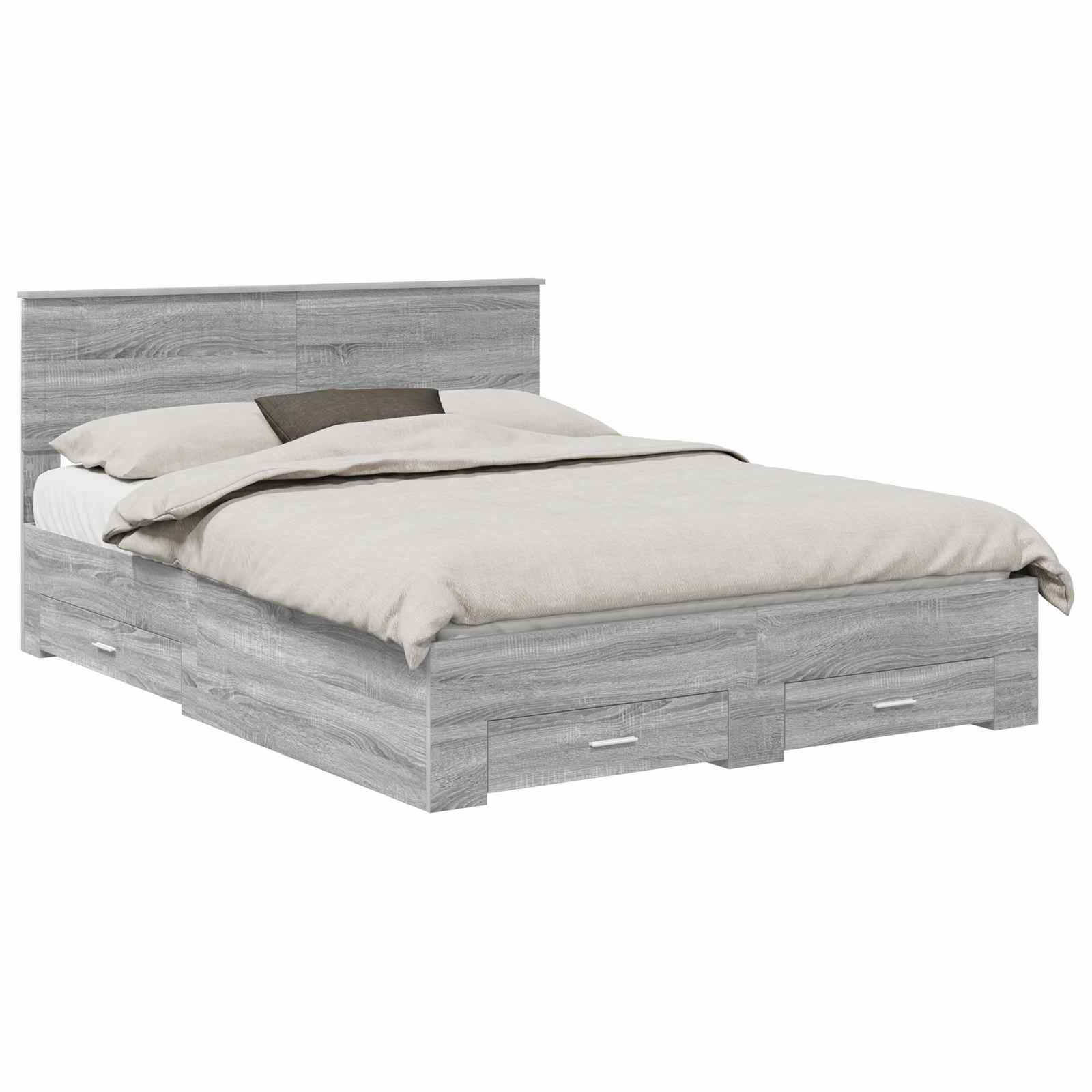 Σκελετός Κρεβατιού Γκρι Sonoma 150 x 200 cm Επεξεργασμένο Ξύλο - Pakobazaar