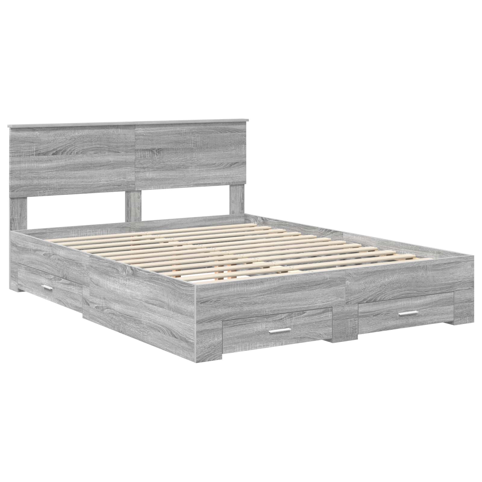 Σκελετός Κρεβατιού Γκρι Sonoma 150 x 200 cm Επεξεργασμένο Ξύλο - Pakobazaar