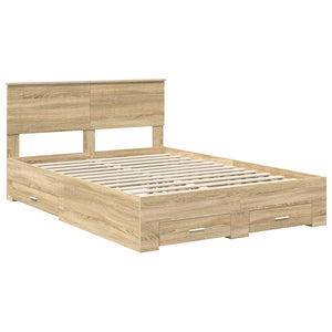Σκελετός Κρεβατιού Sonoma Δρυς 135 x 190 cm Επεξεργασμένο Ξύλο