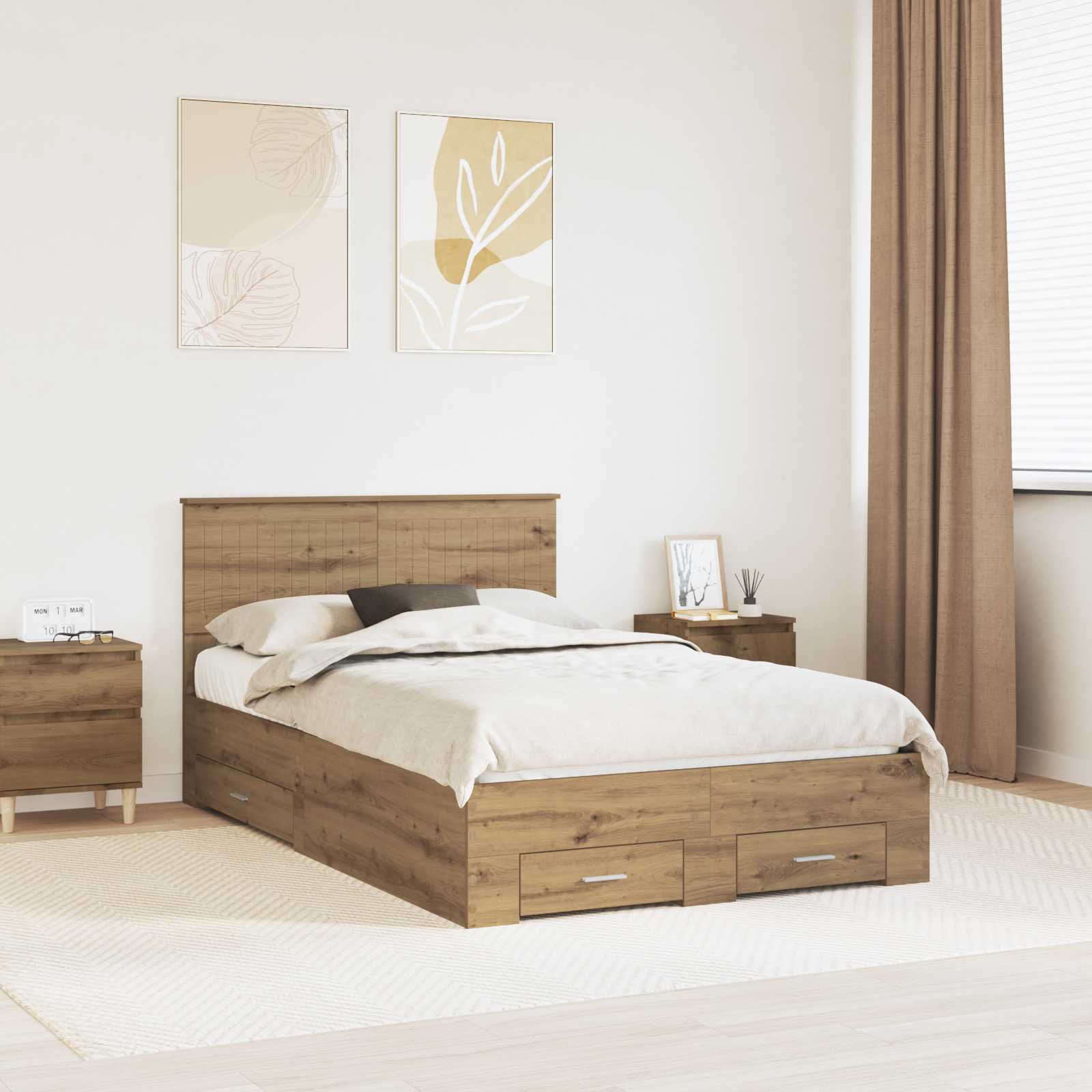 Σκελετός Κρεβατιού Artisan Oak 120 x 200 cm Επεξεργασμένο ξύλο - Pakobazaar