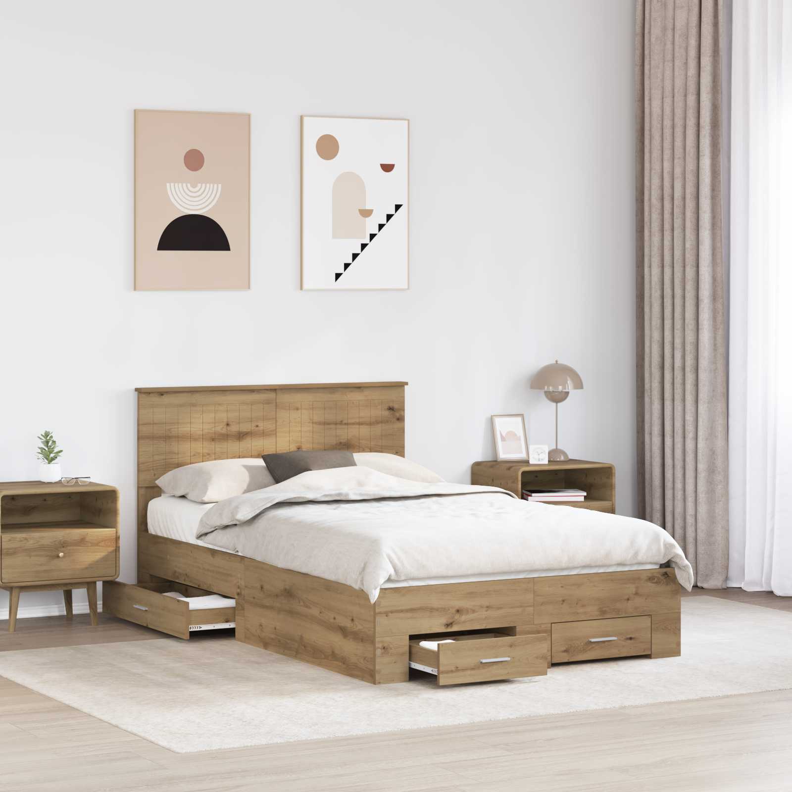 Σκελετός Κρεβατιού Artisan Oak 120 x 200 cm Επεξεργασμένο ξύλο - Pakobazaar