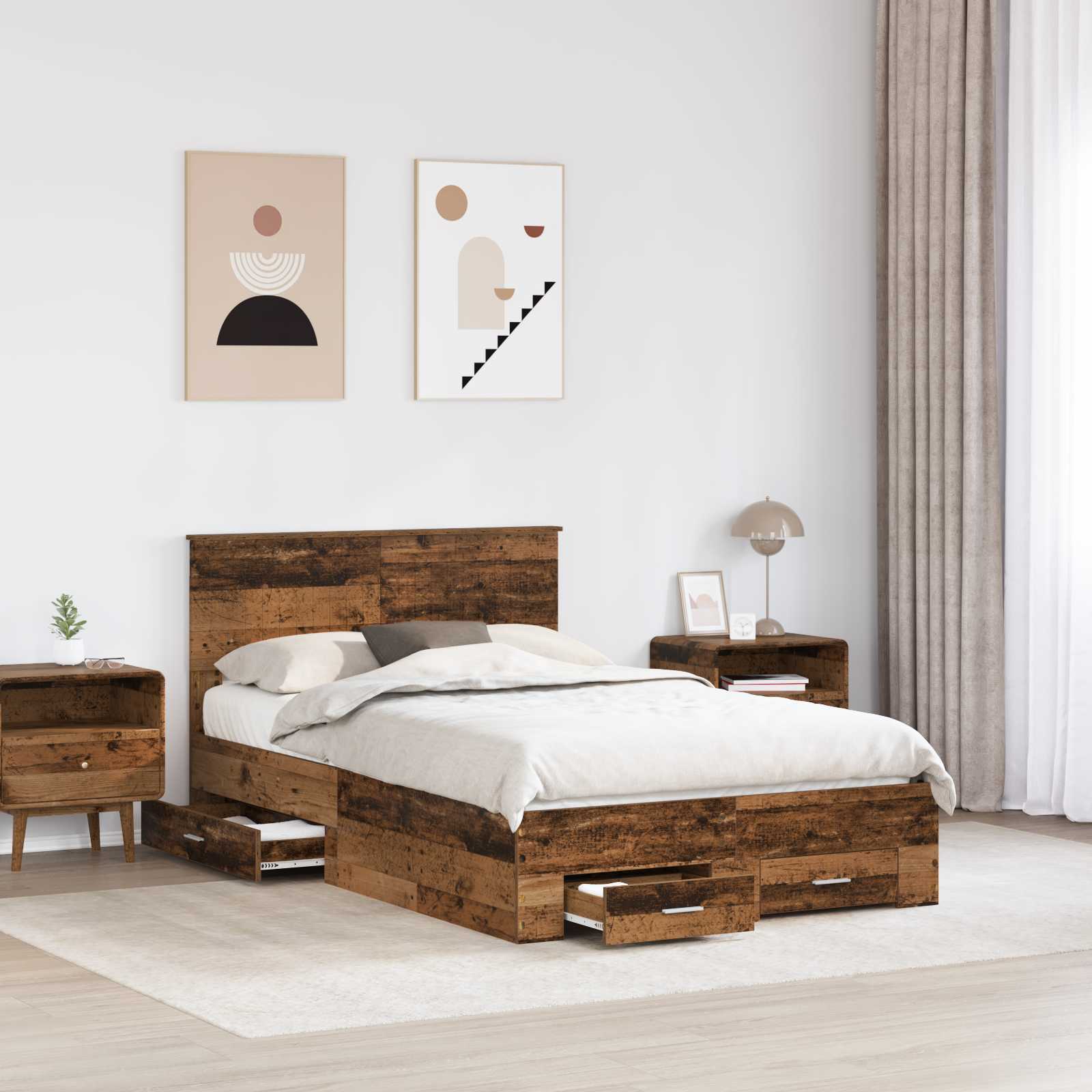 Σκελετός Κρεβατιού Παλιό ξύλο 120 x 190 cm Επεξεργασμένο ξύλο