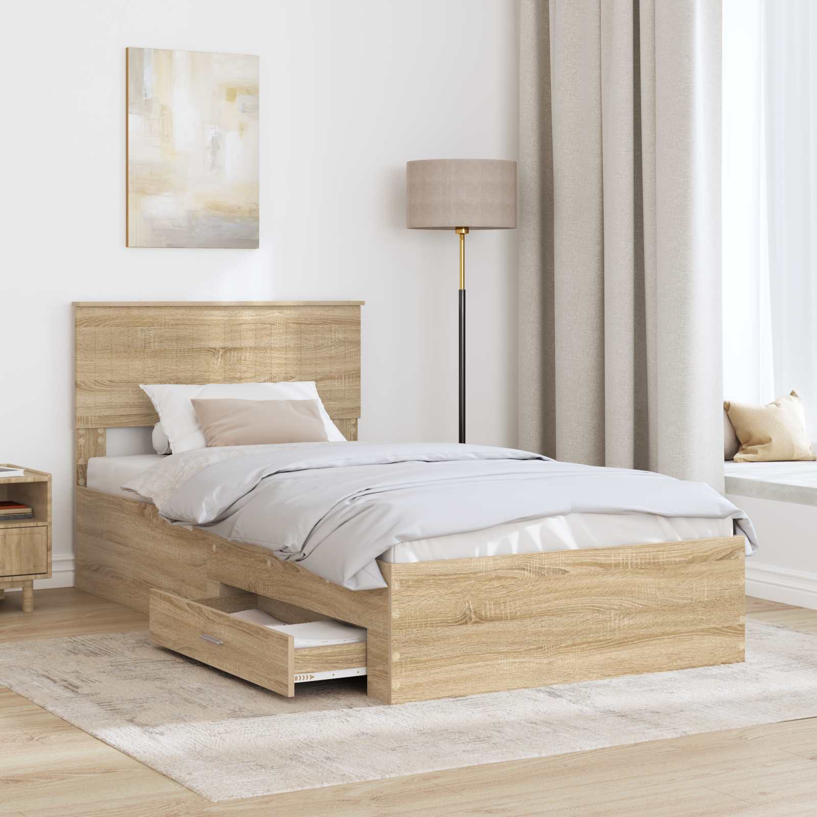 Σκελετός Κρεβατιού Δρύς Sonoma 100 x 200 cm Επεξεργασμένο ξύλο