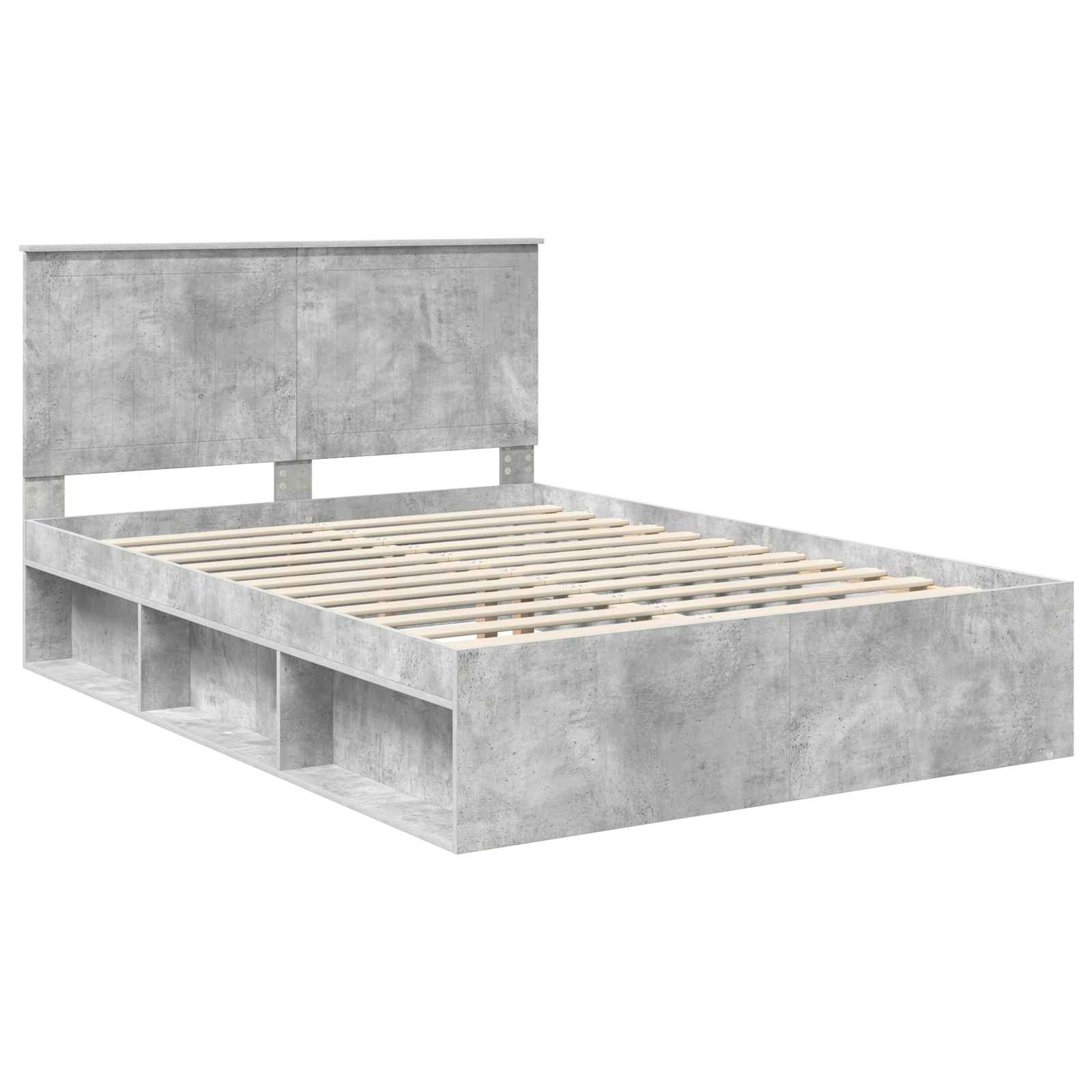 Σκελετός Κρεβατιού Σκυρόδεμα 140 x 190 cm Στερεά ξυλεία πεύκου
