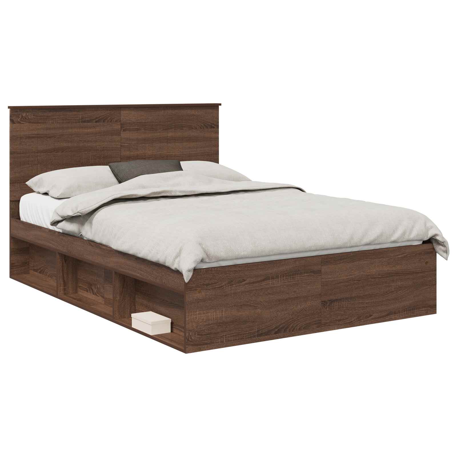 Σκελετός Κρεβατιού Καφέ δρυς 140 x 190 cm Στερεά ξυλεία πεύκου