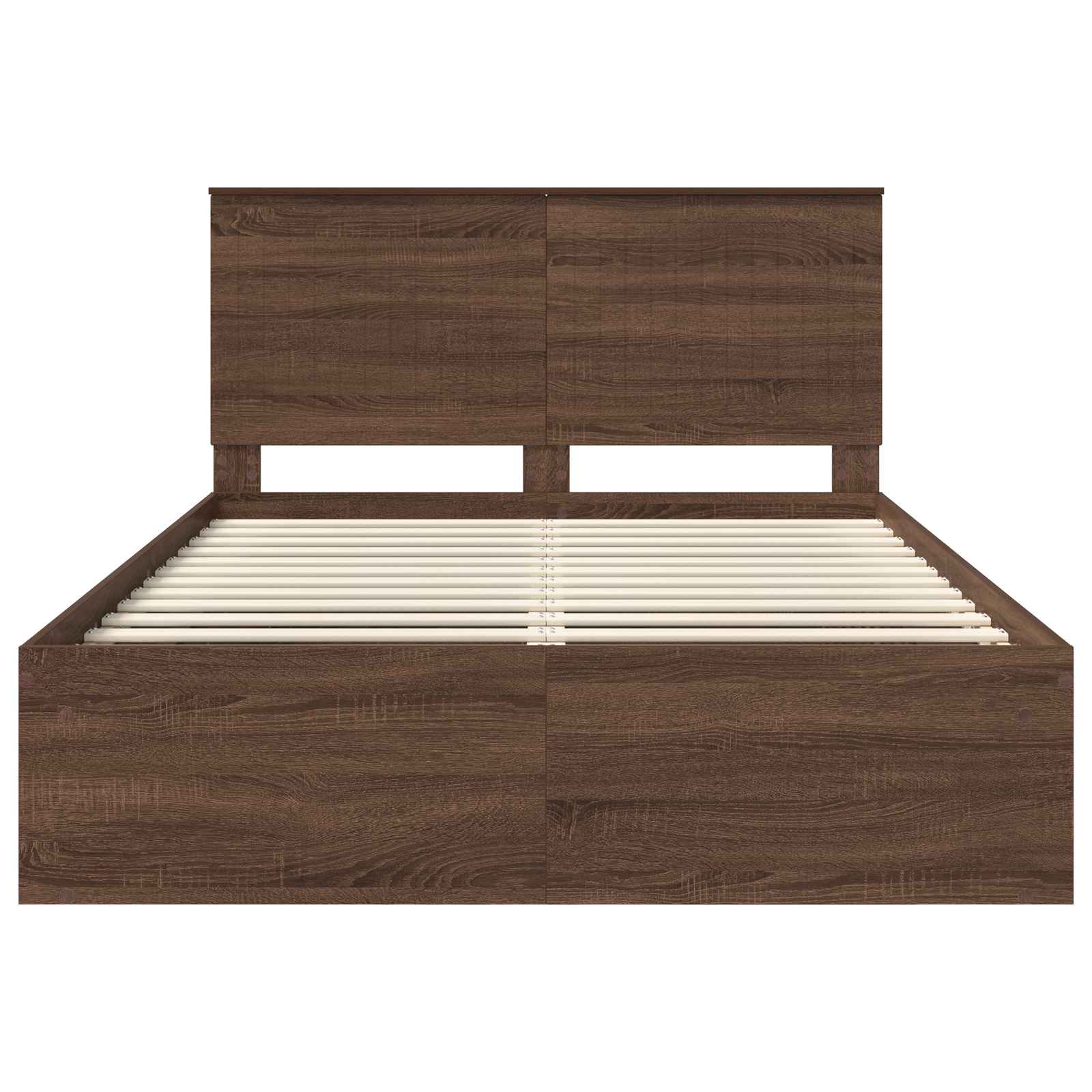 Σκελετός Κρεβατιού Καφέ δρυς 135 x 190 cm Στερεά ξυλεία πεύκου - Pakobazaar