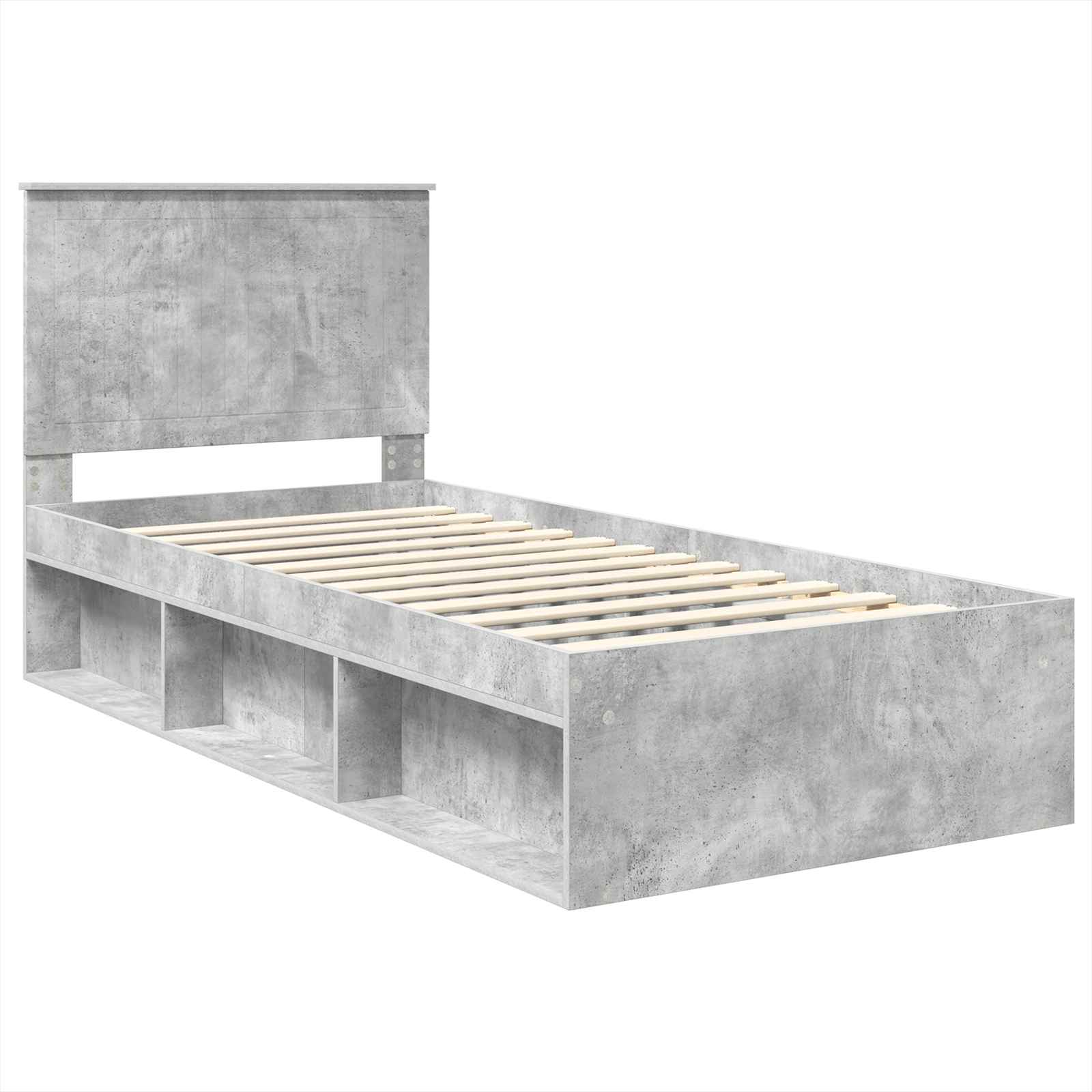 Σκελετός Κρεβατιού Γκρι Μπετόν 90 x 190 cm Στερεά ξυλεία πεύκου
