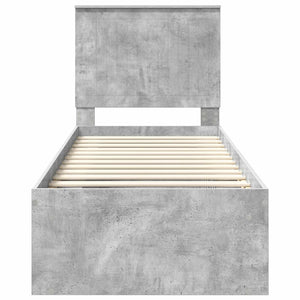 Σκελετός Κρεβατιού Γκρι Μπετόν 75 x 190 cm Στερεά ξυλεία πεύκου