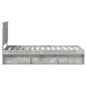 Σκελετός Κρεβατιού Γκρι Μπετόν 75 x 190 cm Στερεά ξυλεία πεύκου