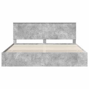 Σκελετός Κρεβατιού Σκυρόδεμα Γκρι 200 x 200 cm Μηχανήματος Ξύλο