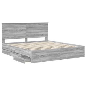 Σκελετός Κρεβατιού Γκρίζο Σονομα 180 x 200 cm Μηχανήματος Ξύλο