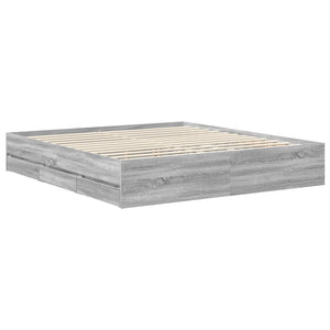Σκελετός Κρεβατιού Γκρίζο Σονομα 180 x 200 cm Μηχανήματος Ξύλο