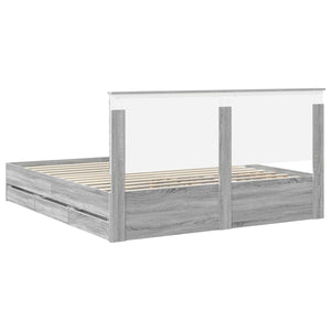 Σκελετός Κρεβατιού Γκρίζο Σονομα 180 x 200 cm Μηχανήματος Ξύλο