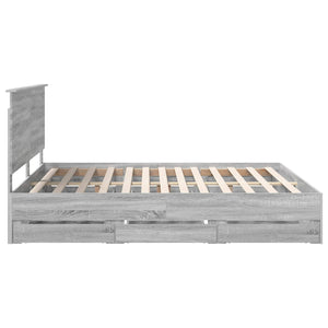 Σκελετός Κρεβατιού Γκρίζο Σονομα 180 x 200 cm Μηχανήματος Ξύλο