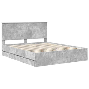 Σκελετός Κρεβατιού Σκυρόδεμα Γκρι 160 x 200 cm Μηχανήματος Ξύλο