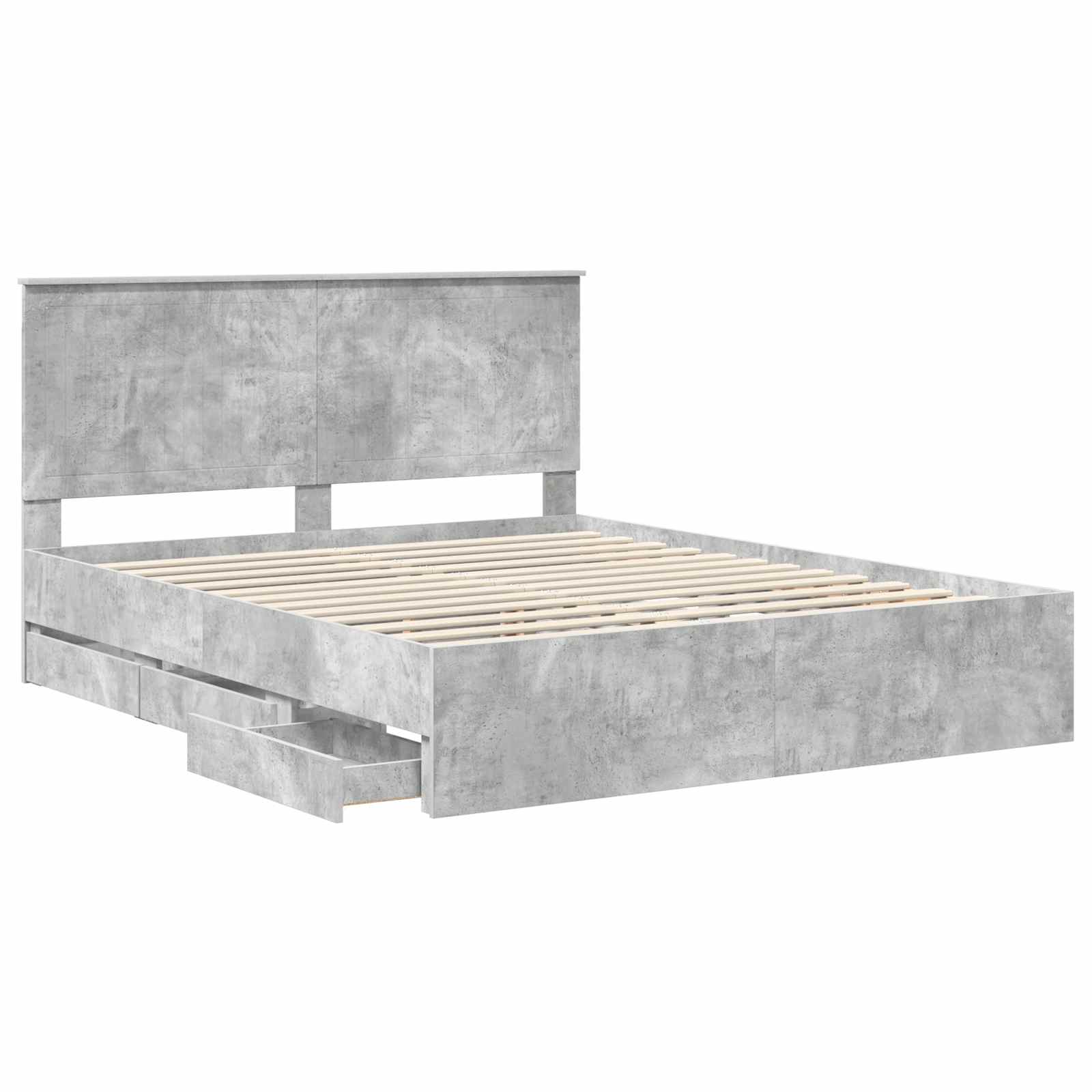 Σκελετός Κρεβατιού Σκυρόδεμα Γκρι 160 x 200 cm Μηχανήματος Ξύλο