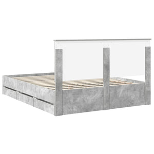 Σκελετός Κρεβατιού Σκυρόδεμα Γκρι 160 x 200 cm Μηχανήματος Ξύλο