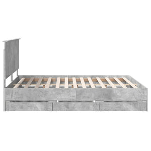 Σκελετός Κρεβατιού Σκυρόδεμα Γκρι 160 x 200 cm Μηχανήματος Ξύλο
