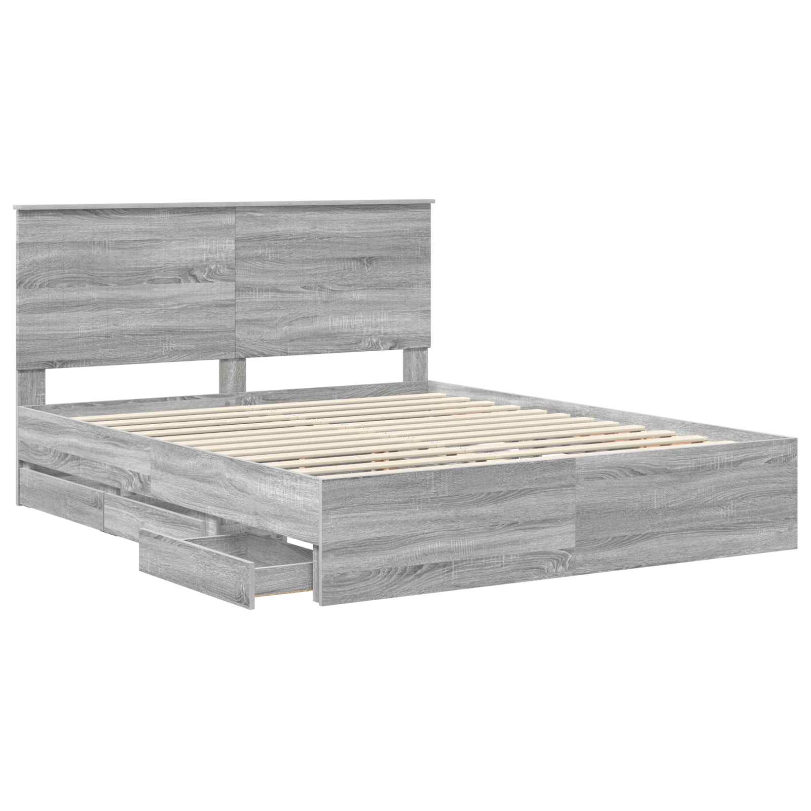 Σκελετός Κρεβατιού Γκρίζο Σονομα 160 x 200 cm Μηχανήματος Ξύλο - Pakobazaar