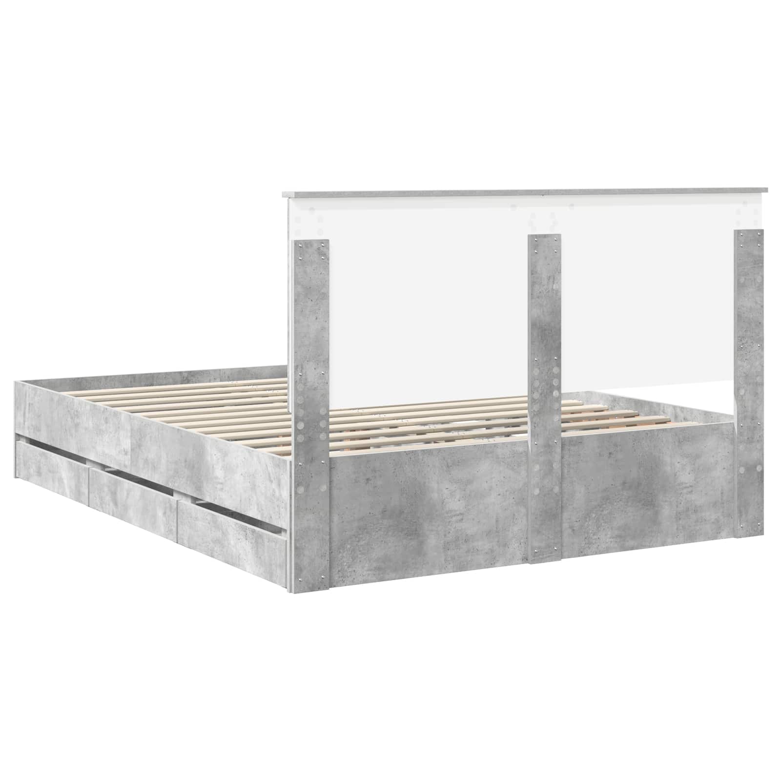 Σκελετός Κρεβατιού Σκυρόδεμα Γκρι 150 x 200 cm Μηχανήματος Ξύλο