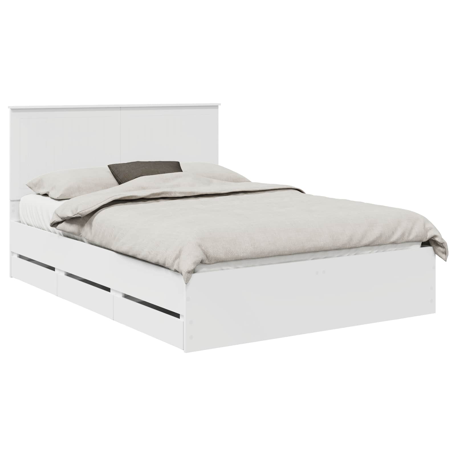 Σκελετός Κρεβατιού Λευκό 135 x 190 cm Μηχανήματος Ξύλο