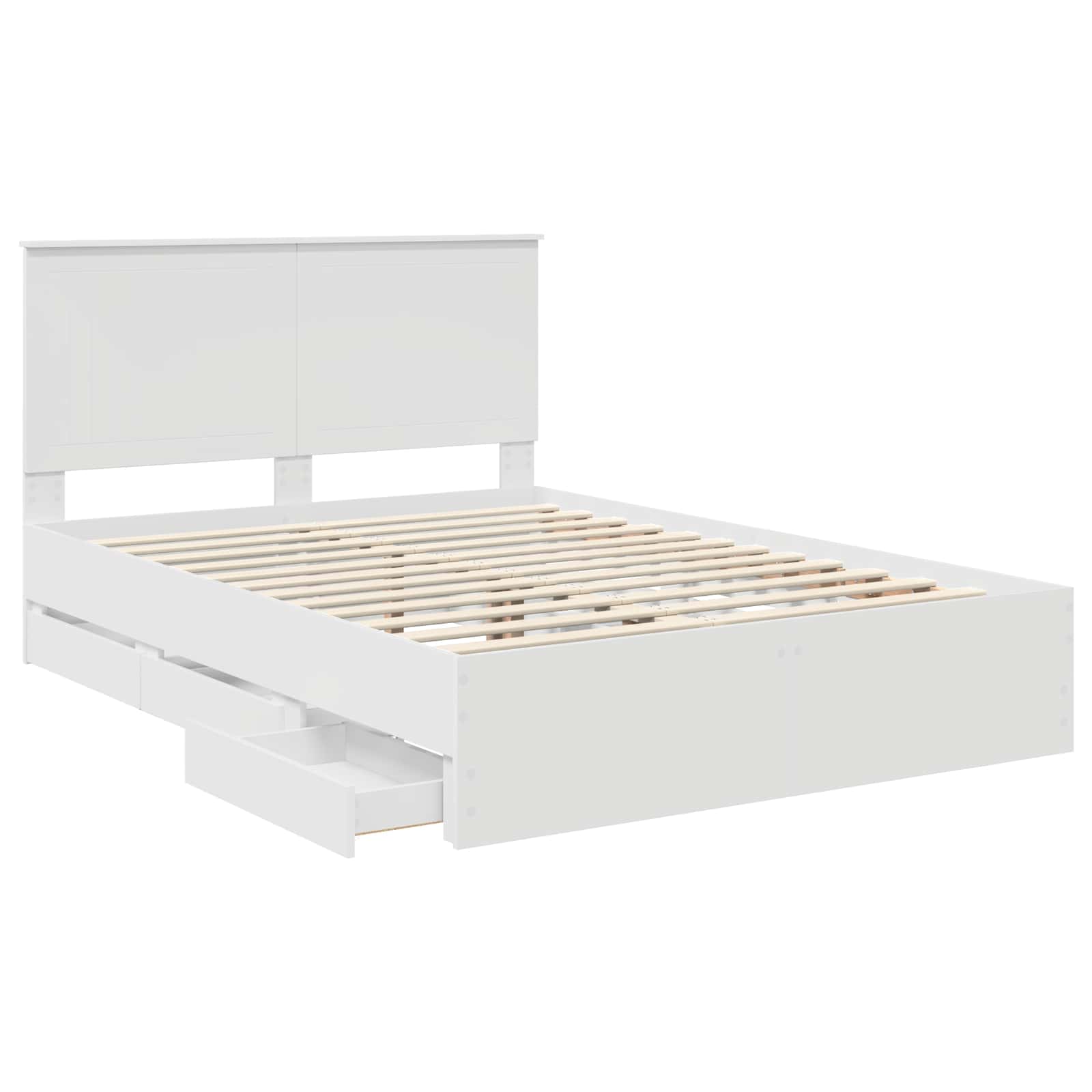 Σκελετός Κρεβατιού Λευκό 135 x 190 cm Μηχανήματος Ξύλο