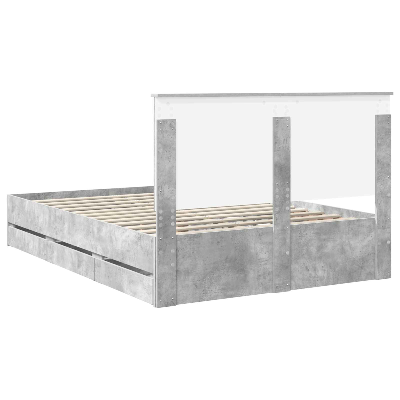 Σκελετός Κρεβατιού Σκυρόδεμα Γκρι 135 x 190 cm Μηχανήματος Ξύλο