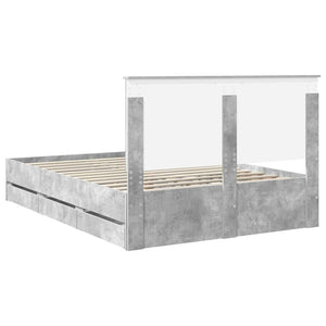 Σκελετός Κρεβατιού Σκυρόδεμα Γκρι 135 x 190 cm Μηχανήματος Ξύλο
