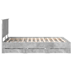 Σκελετός Κρεβατιού Σκυρόδεμα Γκρι 135 x 190 cm Μηχανήματος Ξύλο