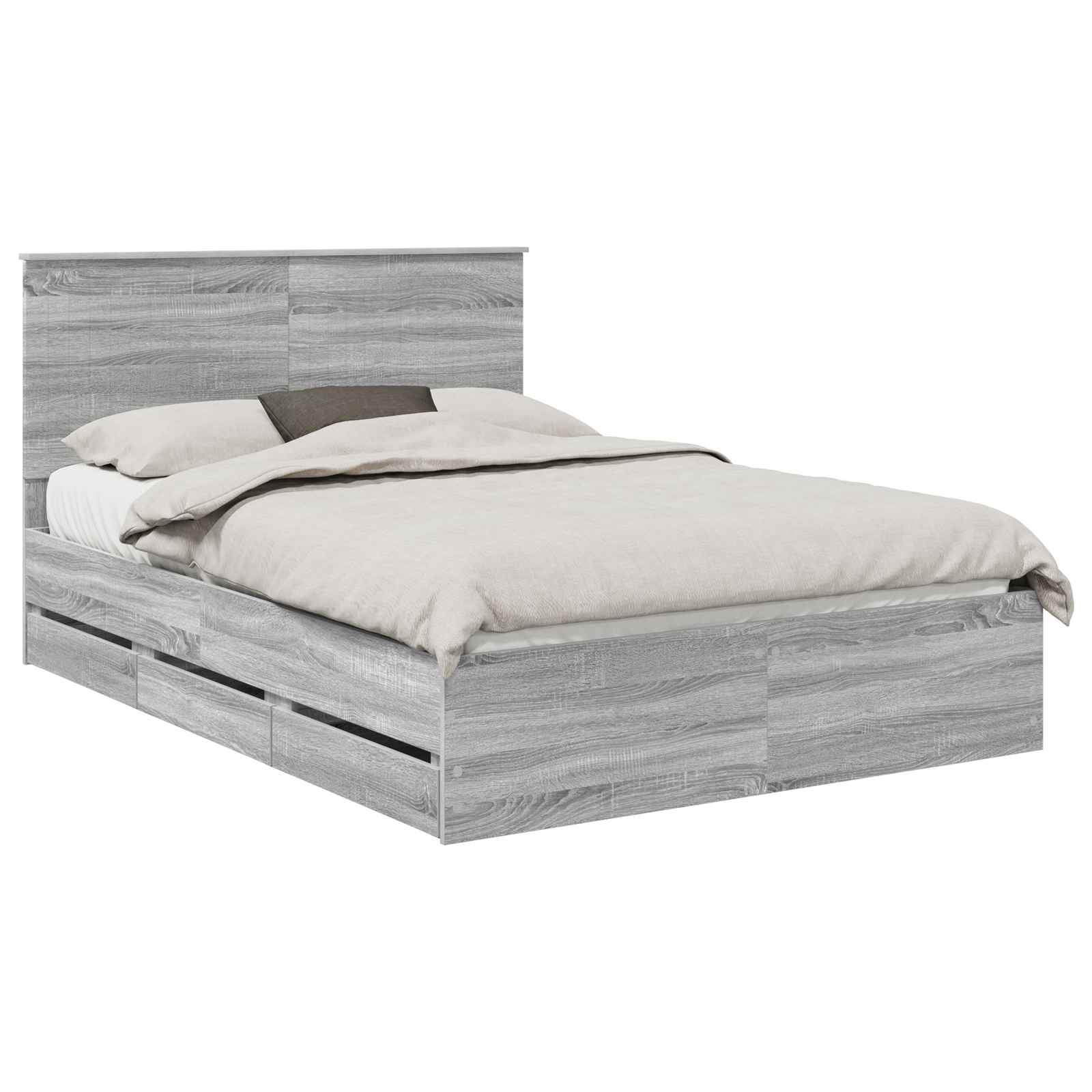 Σκελετός Κρεβατιού Γκρίζο Σονομα 135 x 190 cm Μηχανήματος Ξύλο