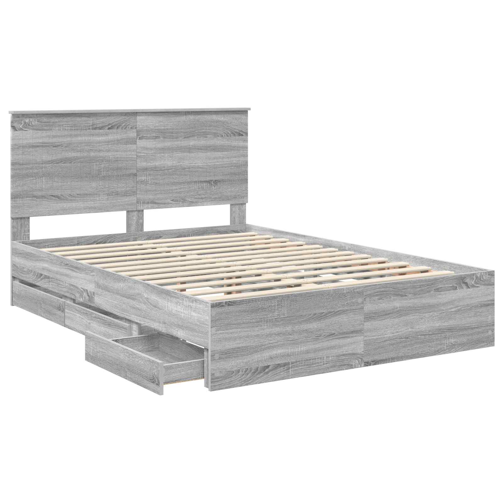 Σκελετός Κρεβατιού Γκρίζο Σονομα 135 x 190 cm Μηχανήματος Ξύλο