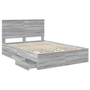 Σκελετός Κρεβατιού Γκρίζο Σονομα 135 x 190 cm Μηχανήματος Ξύλο