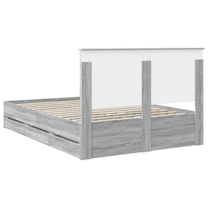Σκελετός Κρεβατιού Γκρίζο Σονομα 135 x 190 cm Μηχανήματος Ξύλο