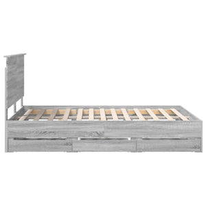 Σκελετός Κρεβατιού Γκρίζο Σονομα 135 x 190 cm Μηχανήματος Ξύλο