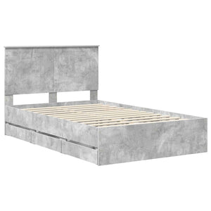 Σκελετός Κρεβατιού Σκυρόδεμα Γκρι 120 x 190 cm Μηχανήματος Ξύλο - Pakobazaar