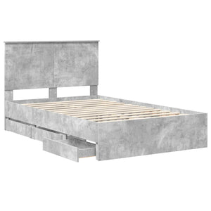 Σκελετός Κρεβατιού Σκυρόδεμα Γκρι 120 x 190 cm Μηχανήματος Ξύλο - Pakobazaar