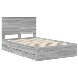 Σκελετός Κρεβατιού Γκρίζο Σονομα 120 x 190 cm Μηχανήματος Ξύλο