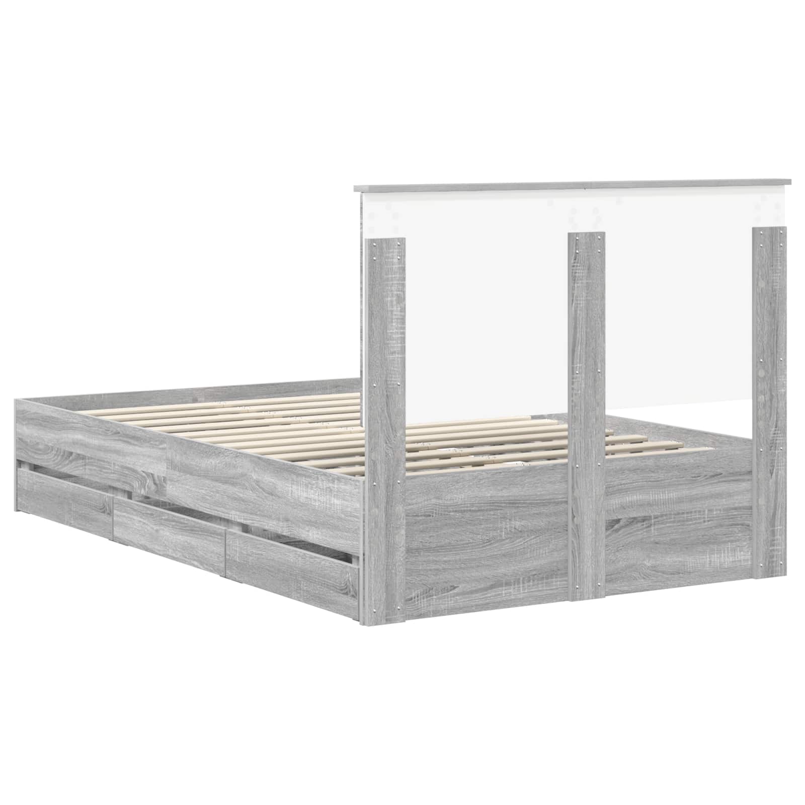 Σκελετός Κρεβατιού Γκρίζο Σονομα 120 x 190 cm Μηχανήματος Ξύλο