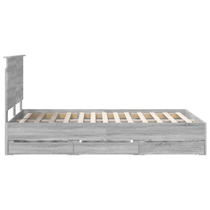 Σκελετός Κρεβατιού Γκρίζο Σονομα 120 x 190 cm Μηχανήματος Ξύλο