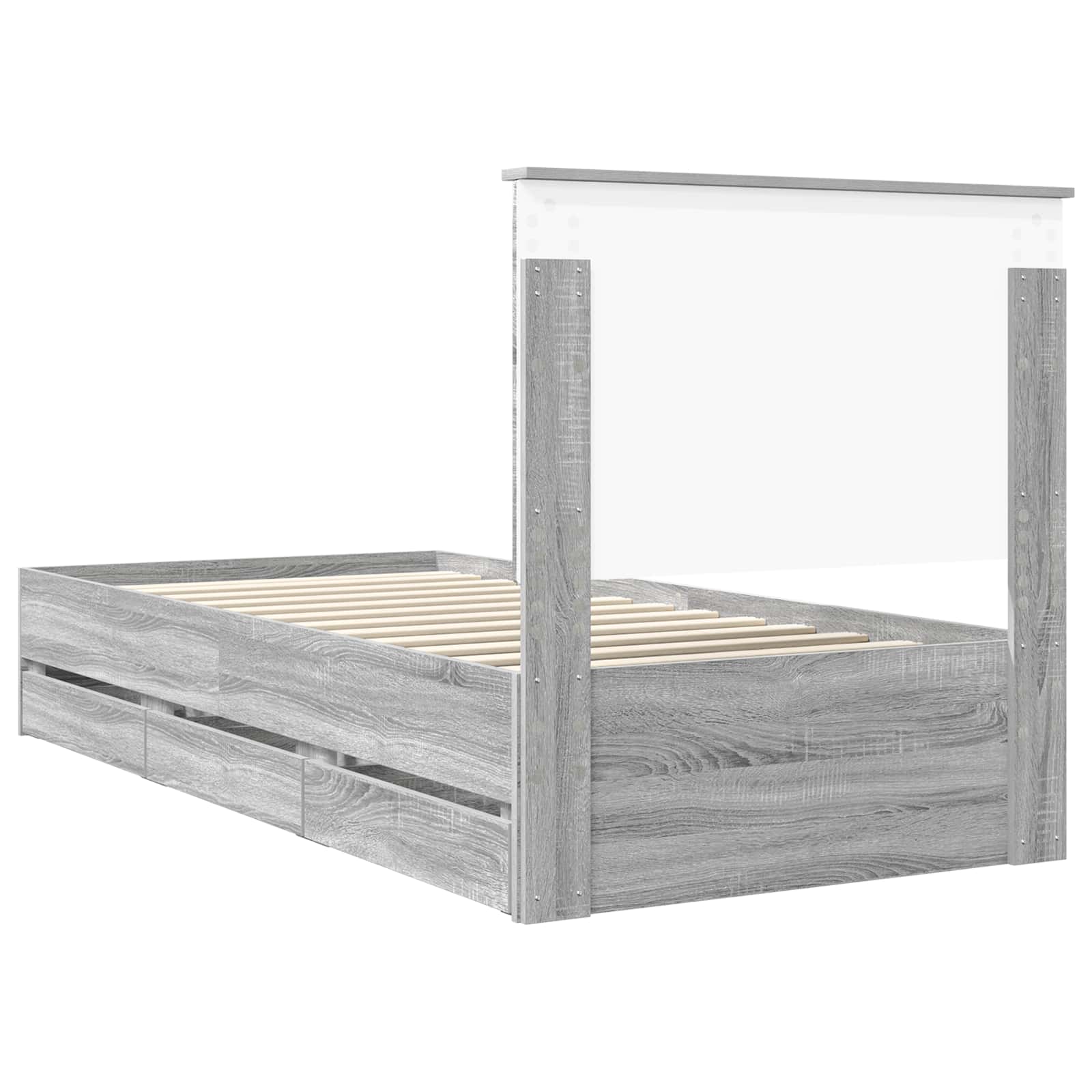 Σκελετός Κρεβατιού Γκρίζο Σονομα 90 x 190 cm Μηχανήματος Ξύλο