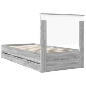 Σκελετός Κρεβατιού Γκρίζο Σονομα 90 x 190 cm Μηχανήματος Ξύλο