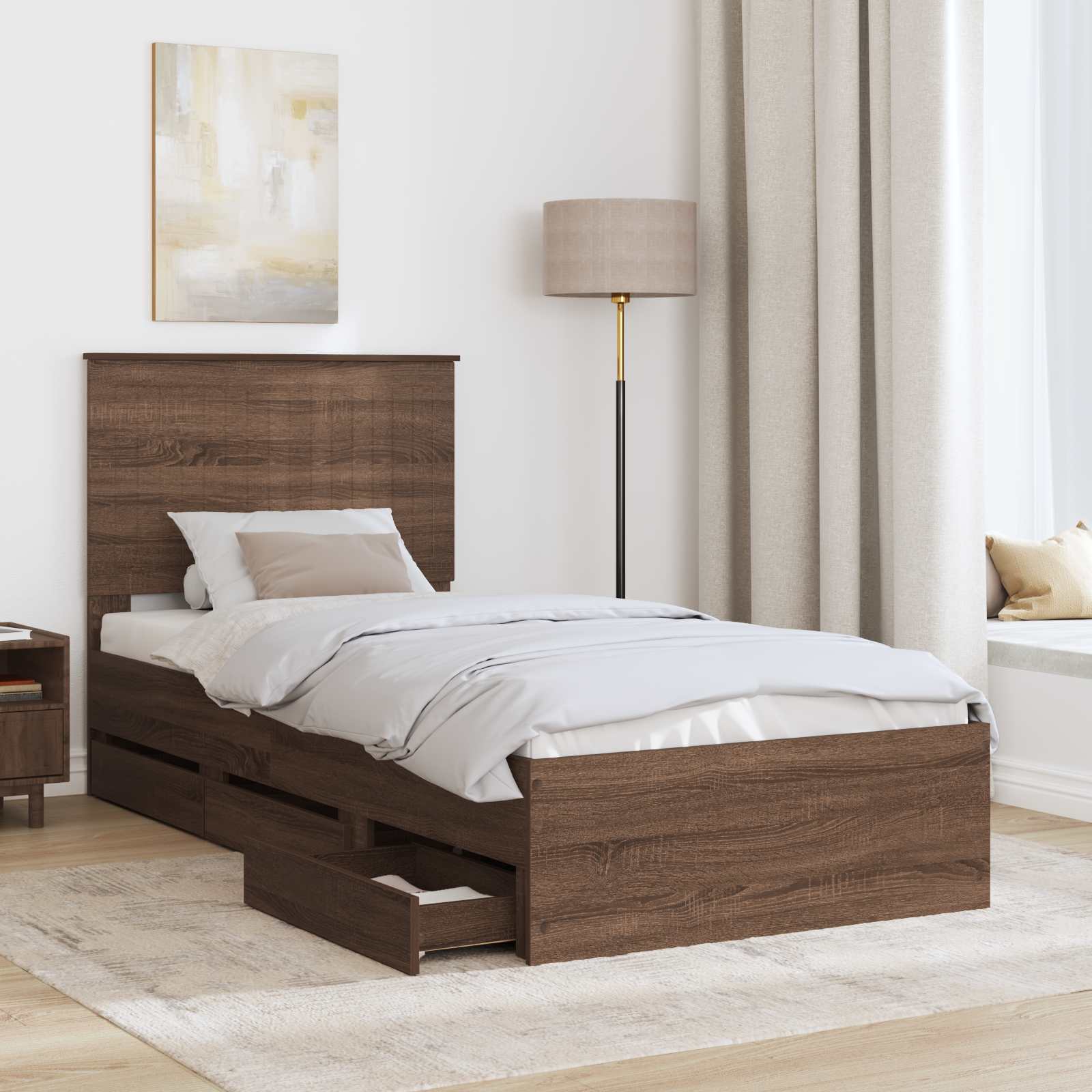 Σκελετός Κρεβατιού Καφέ δρυς 90 x 190 cm Μηχανήματος Ξύλο