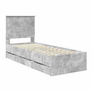 Σκελετός Κρεβατιού Σκυρόδεμα Γκρι 75 x 190 cm Μηχανήματος Ξύλο