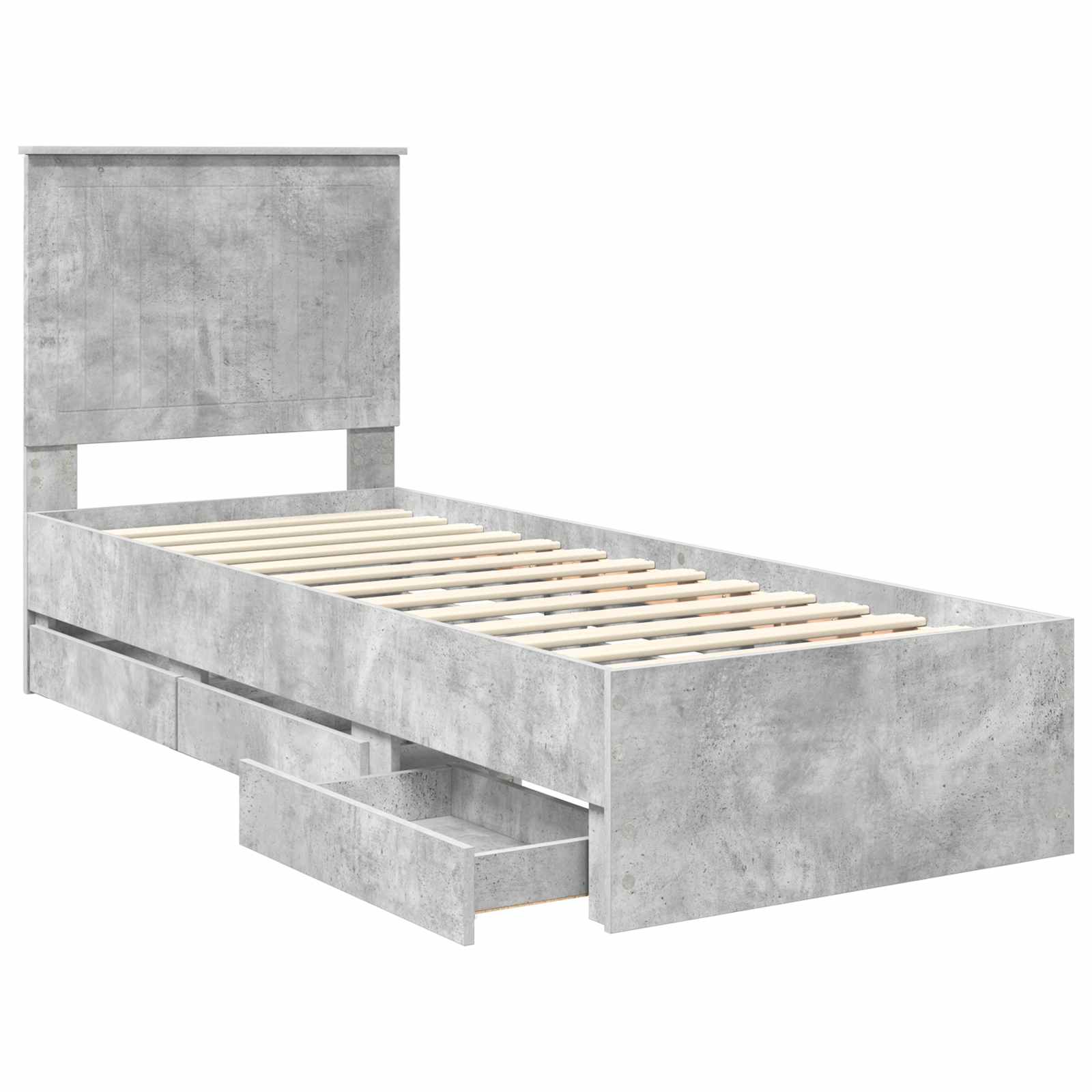 Σκελετός Κρεβατιού Σκυρόδεμα Γκρι 75 x 190 cm Μηχανήματος Ξύλο