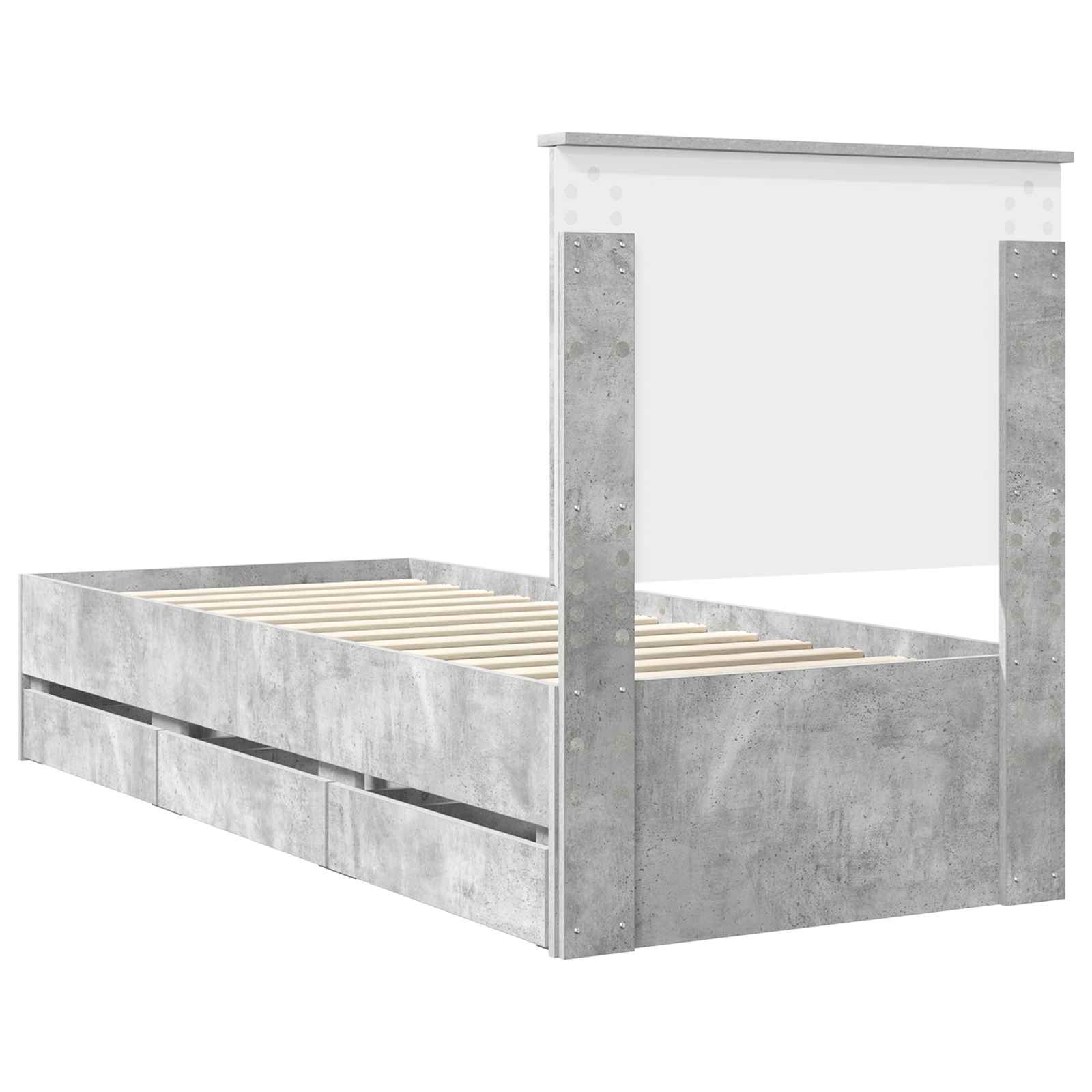 Σκελετός Κρεβατιού Σκυρόδεμα Γκρι 75 x 190 cm Μηχανήματος Ξύλο