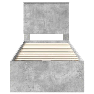 Σκελετός Κρεβατιού Σκυρόδεμα Γκρι 75 x 190 cm Μηχανήματος Ξύλο