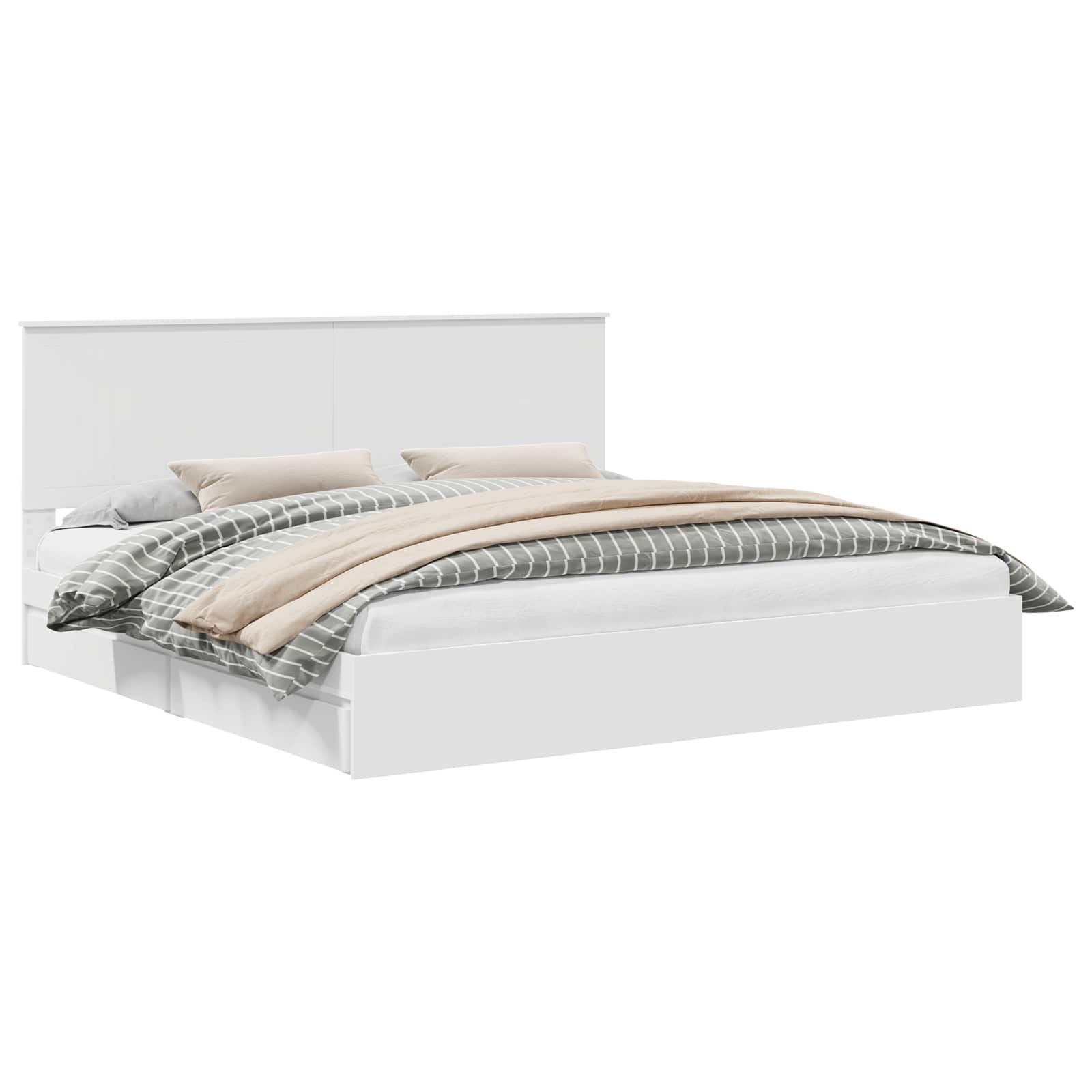 Κρεβάτι Αποθήκης Λευκό 200 x 200 cm Επεξεργασμένο ξύλο