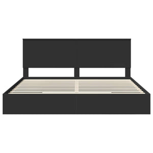 Κρεβάτι Αποθήκης Μαύρο 200 x 200 cm Επεξεργασμένο Ξύλο
