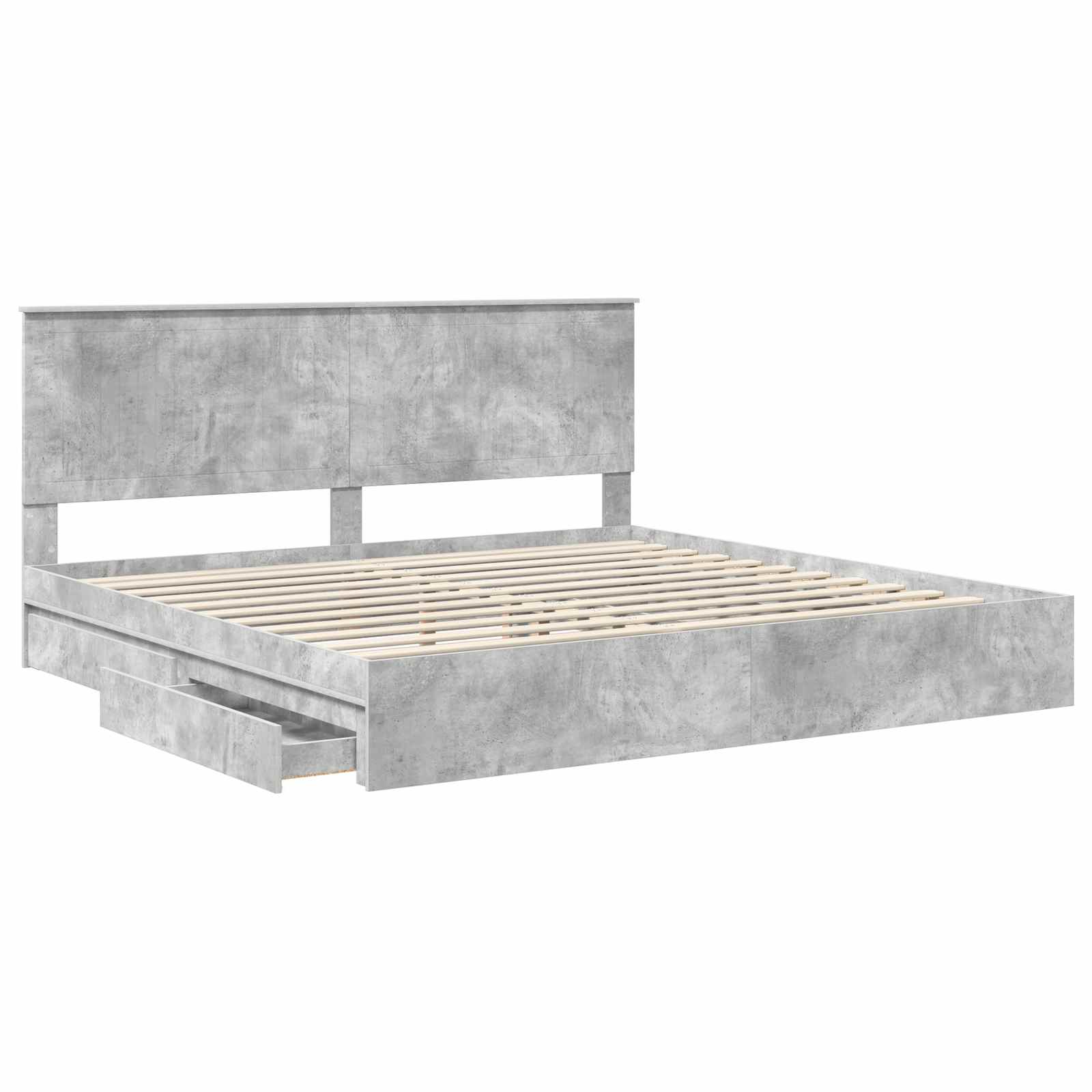Κρεβάτι Αποθήκης Σκυρόδεμα Γκρι 200 x 200 cm Επεξεργασμένο ξύλο