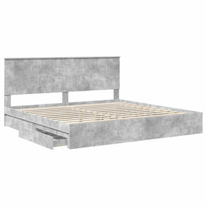 Κρεβάτι Αποθήκης Σκυρόδεμα Γκρι 200 x 200 cm Επεξεργασμένο Ξύλο